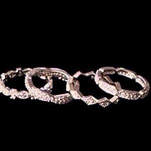 Set of 4 Express Silver Cubic Zirconia Stacking Rings